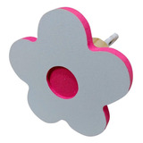 3 Ganchos De Parede De Flor Mdf 6mm Borda Colorida Cor Rosa