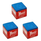 3 Giz Master Azul Para Bilhar Sinuca Snooker