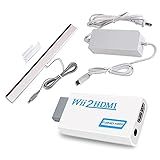 3 In 1 Accessories Bundle Kits For Wii AC Power Supply Adapter Wii To Hdmi Converter And Wired Infrared Ray Sensor Bar Compatible With Nintendo Wii