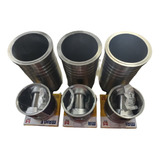 3 Kit camisa pistão anéis Trator Motor Valtra Sisu 3cil 