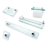 3 Kit Para Banheiro Completo Vidro Incolor Adore