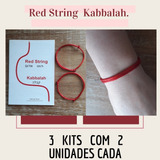 3 Kits C 2 Pulseira Cabala Red String Kabbalah Fita Vermelha