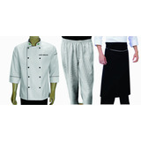 3 Kits Doma avental Calça Gastronomia Cozinheiro Chef