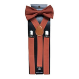 3 Kits Suspensório E Gravata Borboleta Terracota Infantil