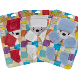 3 Kits Touca Meias Luvas Bebês Recém Nascidos Menino Menina