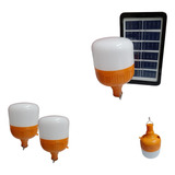 3 Lâmpada Solar Led 80w Bulbo Recarregável Painel Solar