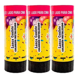 3 Lanças Confetes Kids Silverfestas Colorido Metalizado 11cm