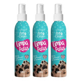 3 Limpa Patas Spray Pet Clean 120 Ml Para Cães E Gatos