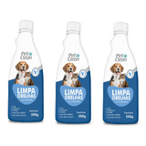 3 Limpador Orelha Pet 500ml Limpa Ouvido Cachorro Gato Otite