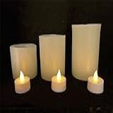 3 Luminárias Cilíndricas 8x8 8x10 8x12cm 3 Velas De LED