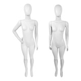 3 Manequins Feminino Reta Cabeça Ovo Base Branco 03 Braços