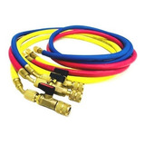 3 Mangueiras Manifold 1 50m Registro Bola Refrigeração