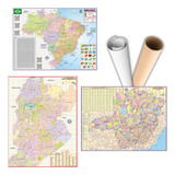 3 Mapas Brasil Belo Horizonte Estado Minas Gerais Geográfico Politico Escolar Rodoviário Geografia Poster