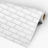 3 Metros Papel Adesivo Tijolinho Branco Lavável Brinde