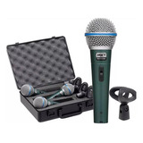 3 Microfones Mxt Dinâmico De Metal Pro Btm 58a Cor Verde
