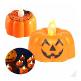 3 Mini Velas Abóboras Aranha Led Tema Festa Halloween