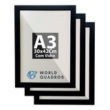 3 Moldura A3 30x42 Quadro Poster Certificado Foto Com Vidro
