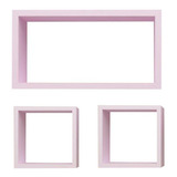 3 Nichos 50x25 20x20 20x20 Mdf 15mm Prateleira Rosa