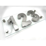 3 Números Residencial 20 Cm Aço Inox Com Placa De Vidro Luxo