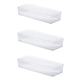 3 Organizadores Transparente Multiuso Armário 40x15x7 1125
