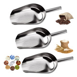 3 Pá Pegador Concha Gelo Cereais Inox Cozinha Bar Padaria P