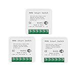 3 Pacote Com Módulo Automação Inteligente PIYU- 16A Mini Interruptor Inteligente WiFi Para Automao Residencial- Módulo De Interruptor Interno Com 2 Canais Compatvel Com Alexa-Google Home