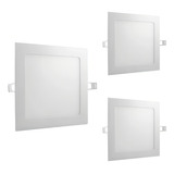 3 Painel Led Plafon 18w Quadrado Embutir Neutro 22x22cm Cor Branco 110v 220v
