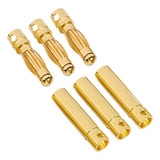 3 Par Conector Bullet Gold 4mm Para Motores Esc Bateria