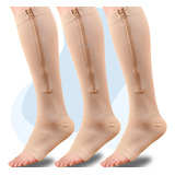3 Pares De Meia 3 4 Média Compressão 20 30mmhg Com Ziper