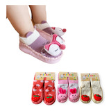 3 Pares Meias Sapatinho Bebe Infantil Antiderrapante Inverno