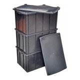 3 Pçs Caixa Plastica Organizadora Container 61 L Com Tampa