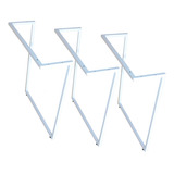 3 Pé De Mesa 75x38cm Branco Industrial Home Office Aparador