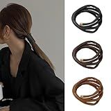 3 Peças De Couro Trançado De Rabo De Cavalo Laços De Cabelo De Couro Espiral Bloqueio De Fio Dobrável Prendedor De Cabelo Prendedor De Rabo De Cavalo Trança Faixas De Cabelo Decoração De Rabo De