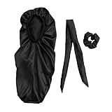 3 Pecas De Turbante De Três Peças Gorros De Faixa De Gravata Elástica De Cuidado De Trança Touca De Banho De Seda Gorros Elásticos Cabelo Cetim Senhorita Chapéu Turbante