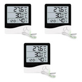 3 Peças Relógio Temperatura Umidade Termo higrômetro Digital