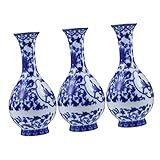 3 Pecas Vaso De Porcelana Azul