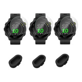 3 Películas Protetora De Tela E 3 Plugs Garmin Forerunner 55