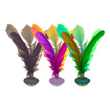 3 Peteca Penas De Pato Coloridas 27cm Qualidade Excelente