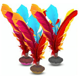 3 Peteca Penas De Pato Coloridas 27cm Qualidade Excelente