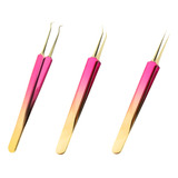 3 Pinças Cureta Removedor Extrator Cravo Limpeza Facial Rosa