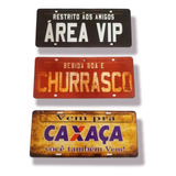 3 Placas Decorativas Carro Frase Área Vip Bebida Churrasco