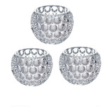 3 Porta Vela Castiçal Vidro Redondo Decorativo 6 5x6 5cm