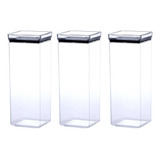 3 Potes Herméticos Quadrado Empilháveis 2200ml Organização