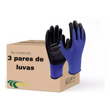 3 Prs Luva Jardinagem Forte Em Borracha Nitrílica Resistente