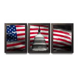 3 Quadros Com Moldura Decoracao Washington