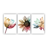 3 Quadros Decorativos 20x30 Floral Colorido