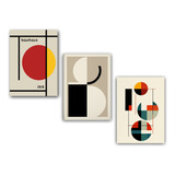 3 Quadros Mdf Poster Bauhaus Decoração