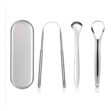 3 Raspador Língua E Estojo 100 Inox Limpador Higienizador