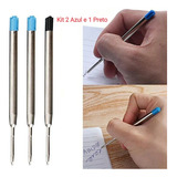 3 Recarga De Caneta Ponta Média Parker Azul preto Ca14007a