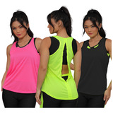 3 Regata Fitness Feminina Dry Fit Roupa Academia Tapa Bumbum
